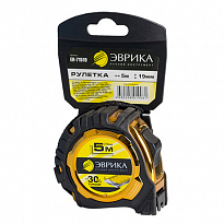 Рулетка ER-71519 5m 19mm Gold металл.корпус с двумя фиксаторами с держателем ЭВРИКА 1/12